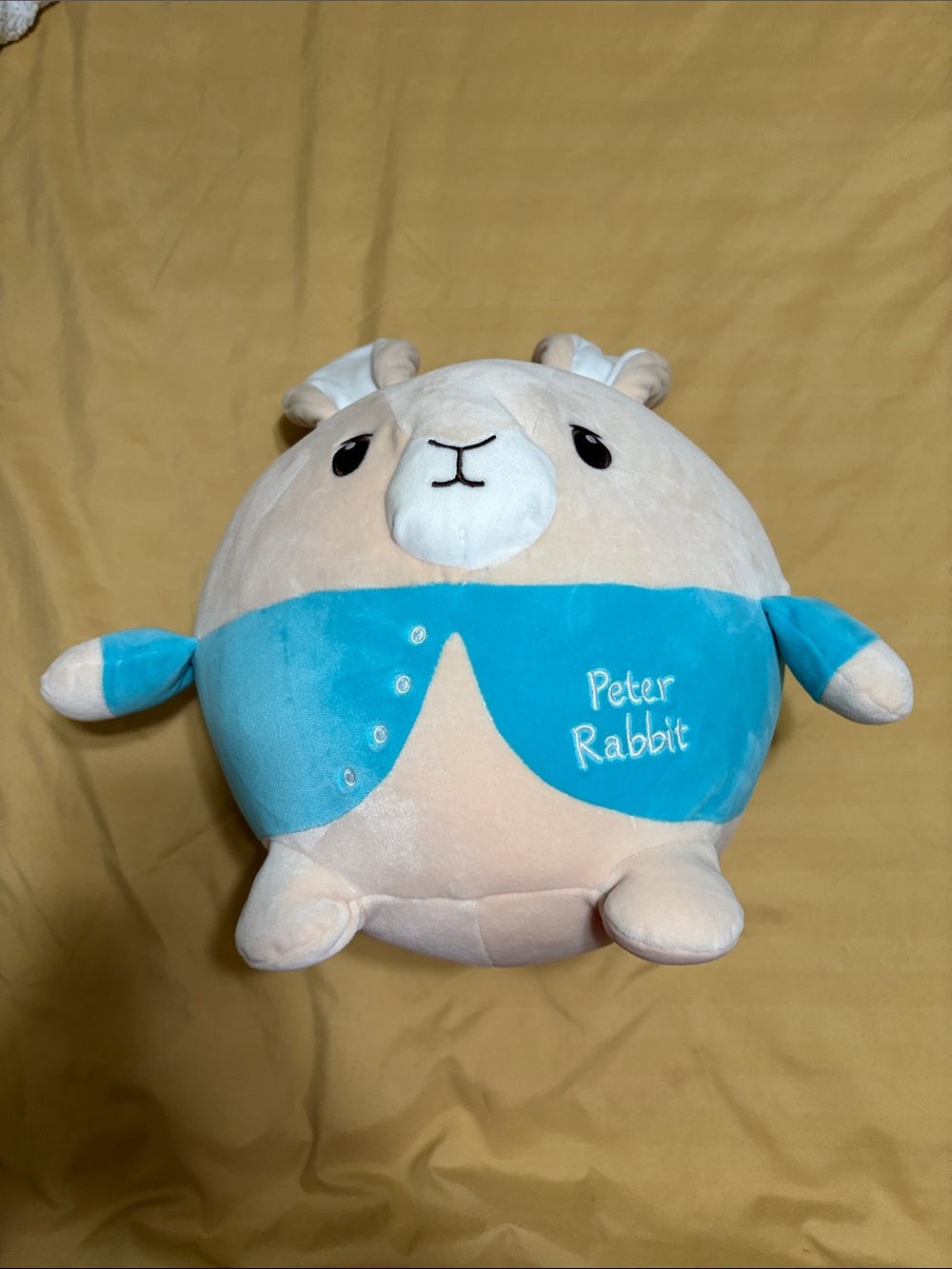 Plush Round Peter Rabbit Bunny in Blue and Cream
